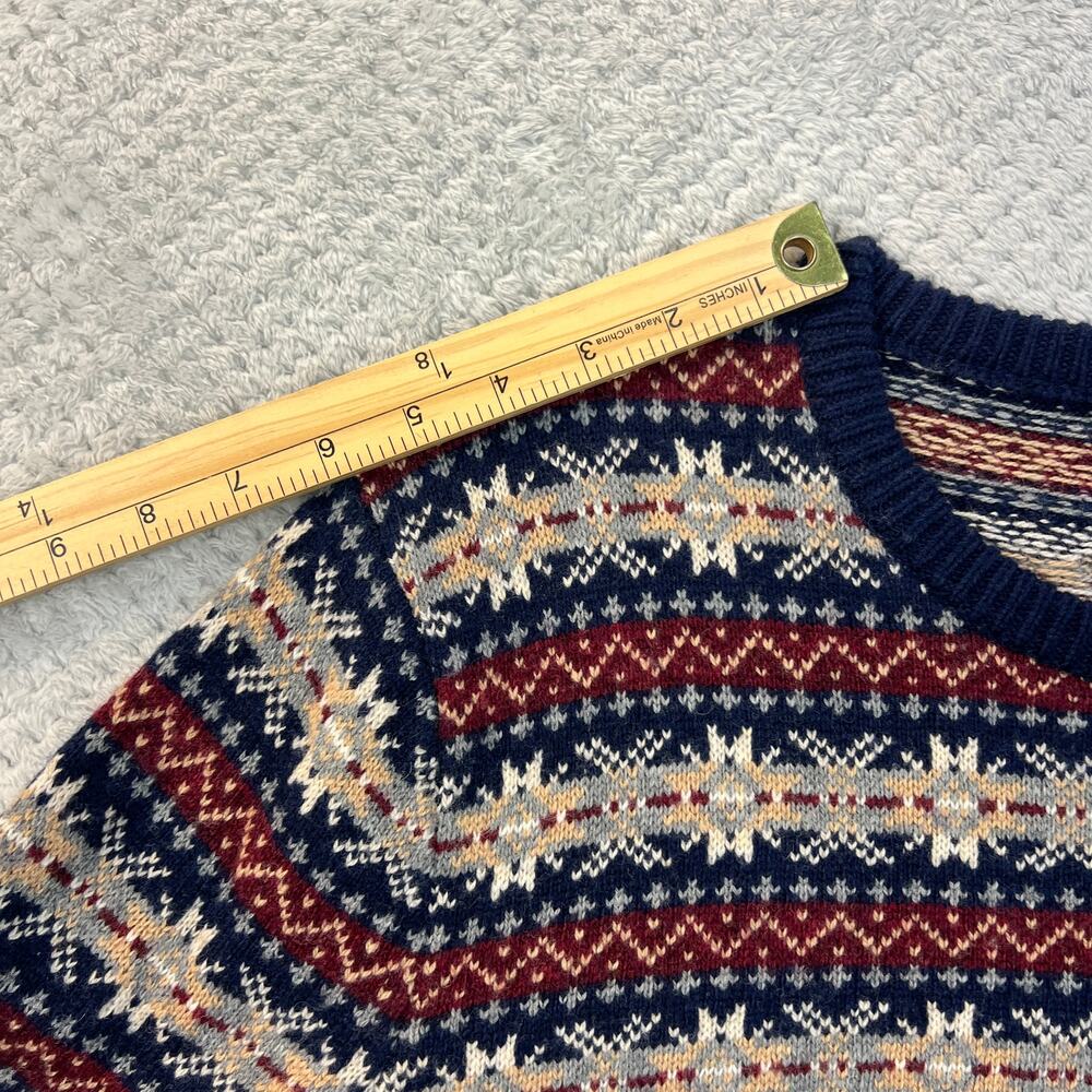 J Crew Mens Knit Crewneck Sweater Fair Isle Lambswool Blend Med Weight Sz Medium - Picture 10 of 14